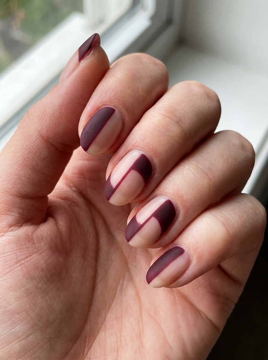 Matte Negative Space Nails als Matte Nägel Ideen Inspiration 2026